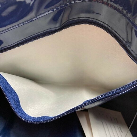 NEW Max Mara Womens Tote Bag Purse Blue Patent - Picture 9 of 12